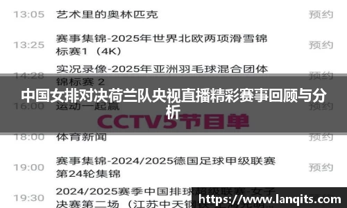 中国女排对决荷兰队央视直播精彩赛事回顾与分析